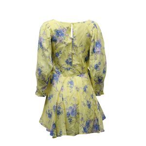 LoveShackFancy Ross Floral Mini Dress in Yellow Cotton